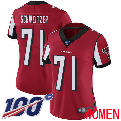 Atlanta Falcons Limited Red Women Wes Schweitzer Home Jersey NFL Football 71 100th Season Vapor Untouchable